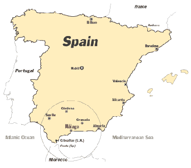 Spain and Malaga Map