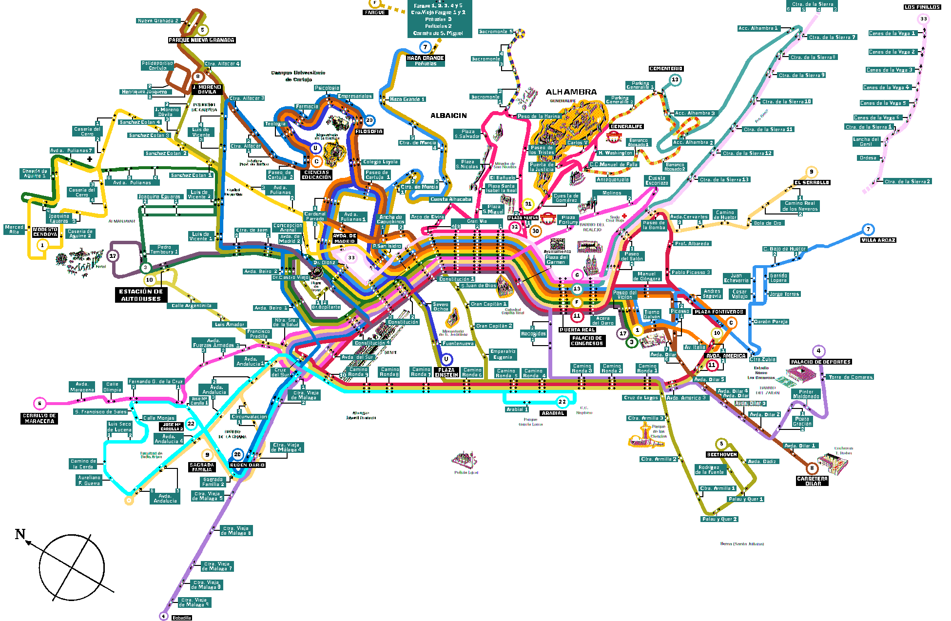 Granada Bus Map.